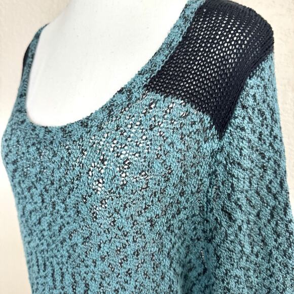 Maurices Sweater Crochet Knit Dress Sz 2 Teal Blue Tunic Long Sleeve Bow Back - Picture 11 of 15